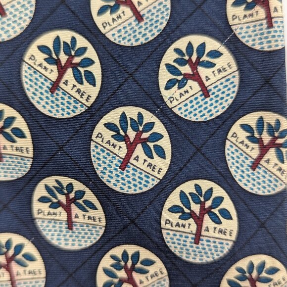 Earth Air Water Tree Men's Plant a Tree Silk Neck Tie 50 Inches Vintage Nature - Picture 3 of 6